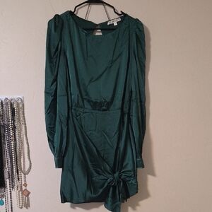 Chic Long Sleeve Green Dress